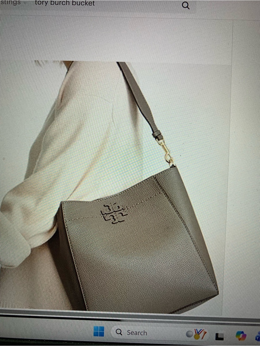 Tory Burch Taupe Pebbled Leather Shoulder Bag - Picture 16 of 16